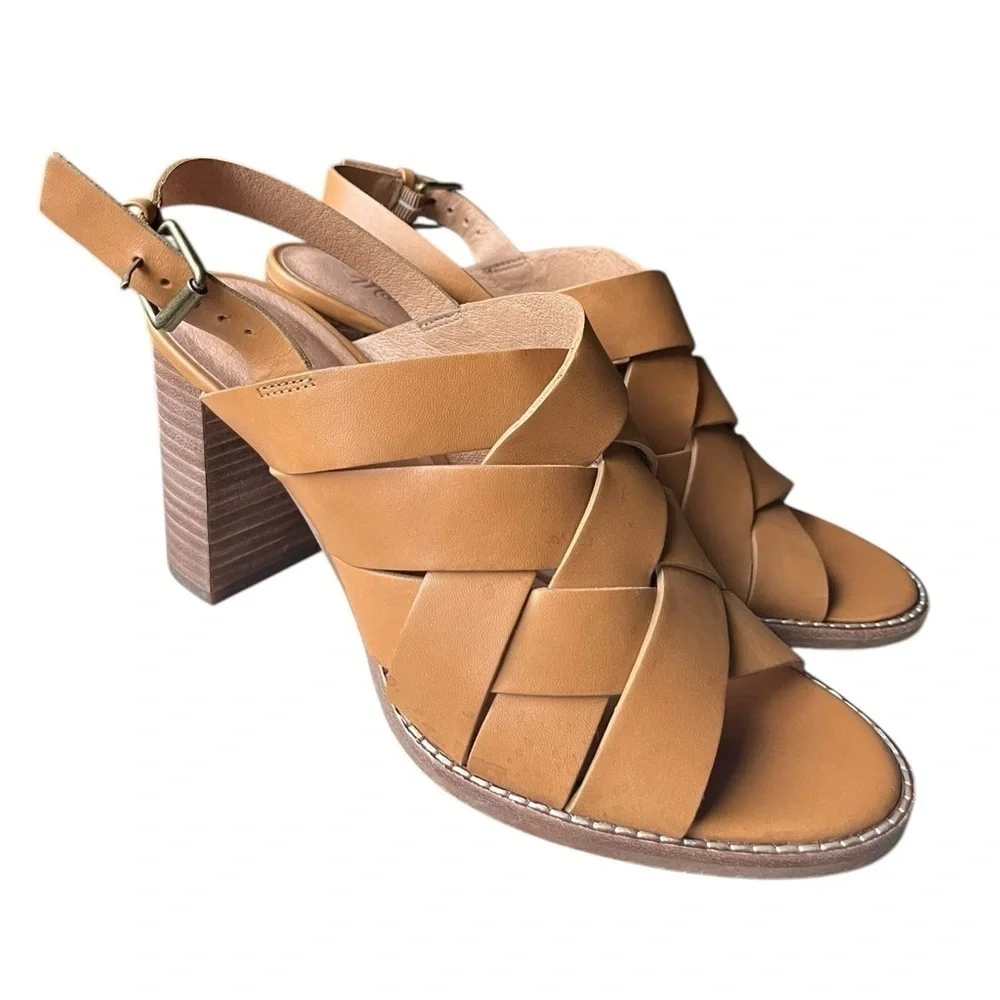 Madewell Woven High Heel Sandals / dessert camel size 8.